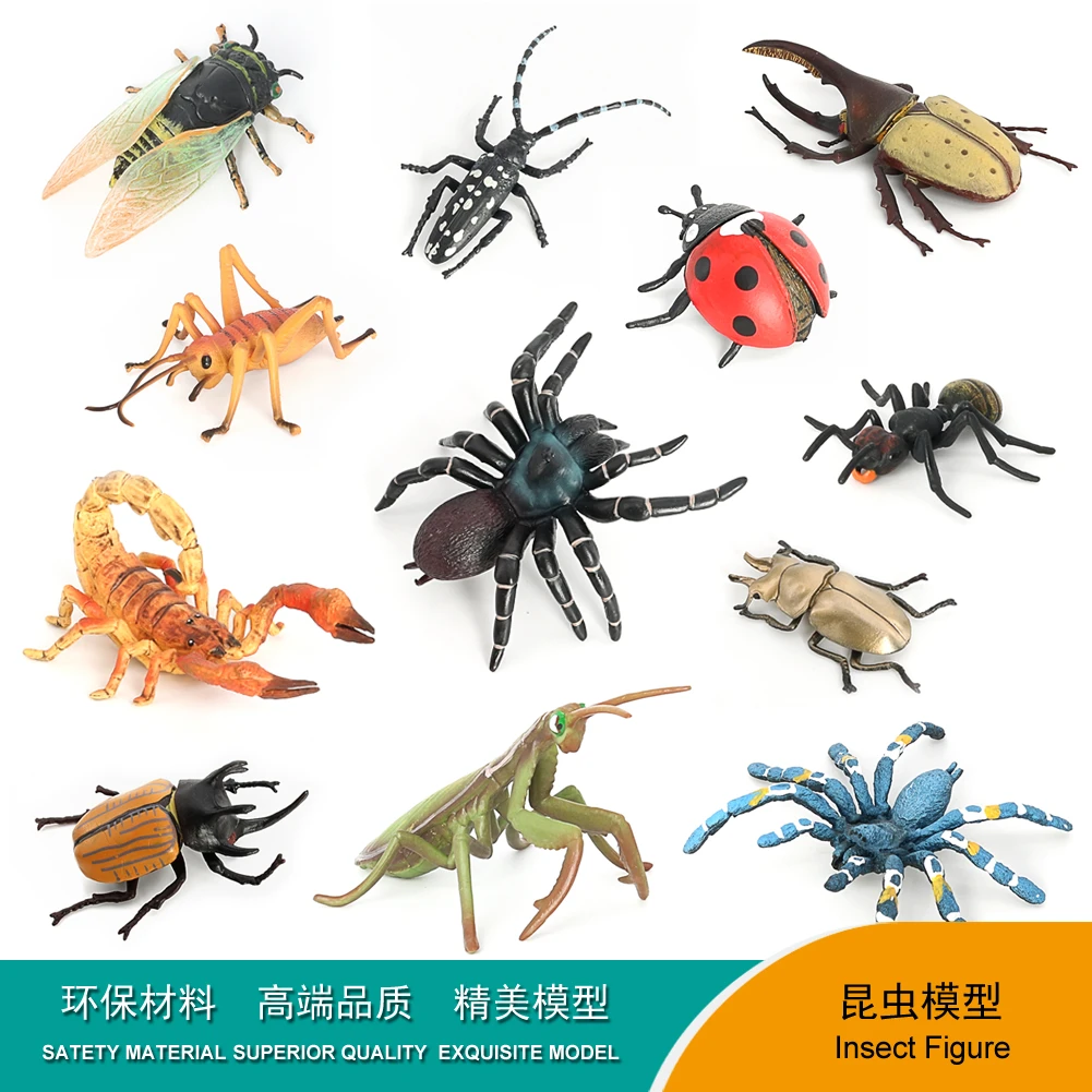 Wholesale Solid PVC Simulation Model Beetle Bee Spider Butterfly Insect Figurines Bug Animal Figurines Toys