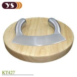 Wholesale Stainless steel mincing knife with rubber wood mezzaluna set