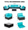wholesale waterproof rattan wicker resin cane sofa set with cane chair and corner sofa