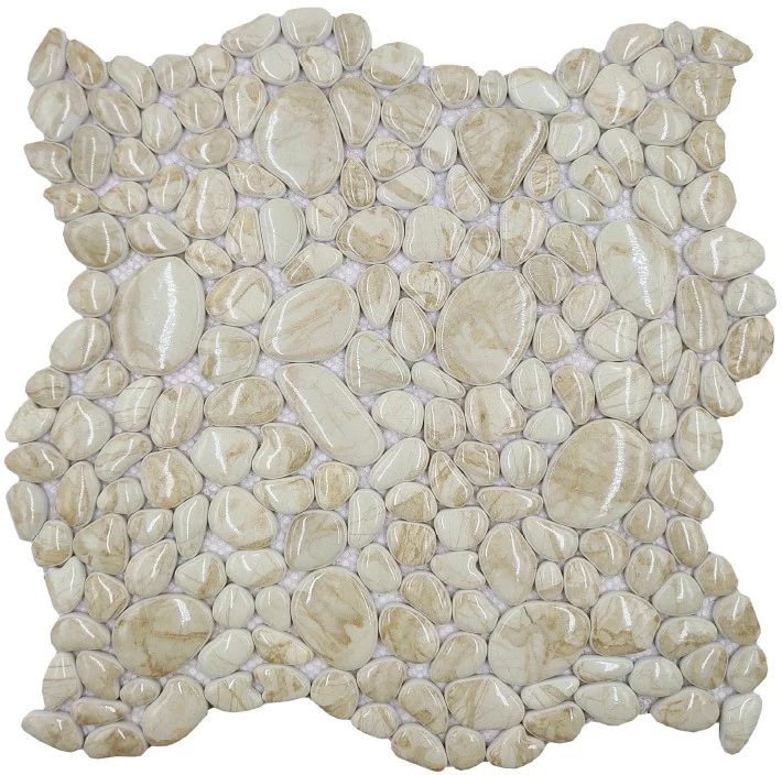 Wholesales Blue River Bathroom Decorative recycled Glass Pebble Mosaic Tile for wall
