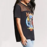 women custom tshirt printing mesh top