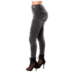 Women's jeans elastic summer new hole black female denim jeans ripped slim trousers ladies European American size