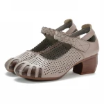 Womens Sandals Summer New Womens Leather Casual Designer Heel Shoes High Heels