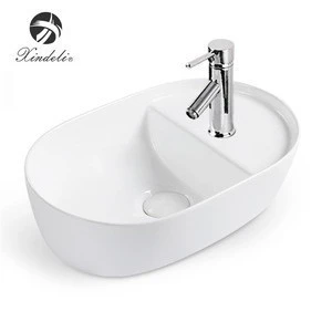 XDL-D1347 Brand new cheap price counter top white single hole ceramic indoor bathroom wash basin sizes