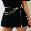 XR0370 Girl Fashion Alloy Multi-layer Exaggerated Body Chain Queens Head Retro Street style Belt Chain