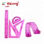 Yalong Customized 4 Pcs 8 Inch Math Geometry Tool Ruler Set Plastic Ruler Set