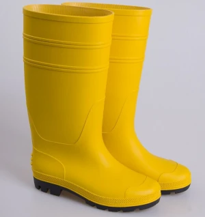 Yellow color Knee length PVC material Rain Wellington Gum Boots Rubber Rain Boots For man