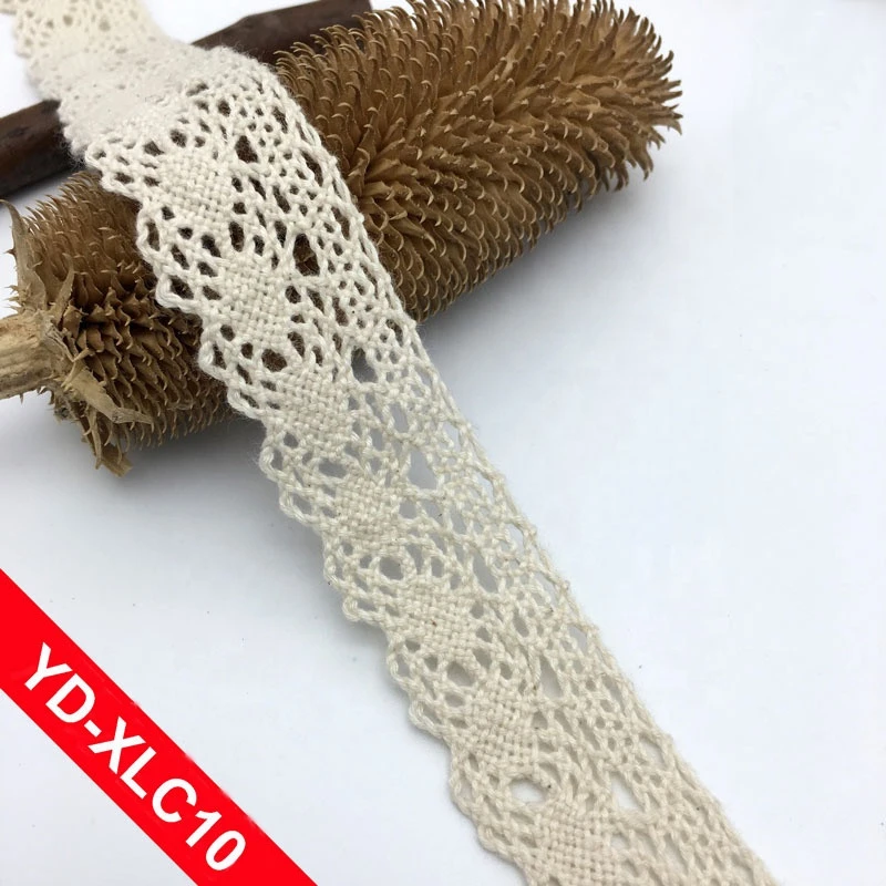 YLC10 Curtain textile accessory 2.5cm beige cotton crochet top lace
