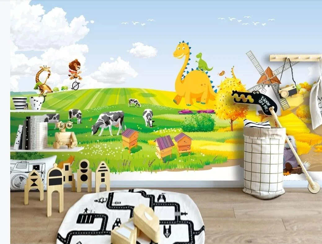 ZHIHAI Idyllic animal cartoon children room background wall 3d kids room wallpapers