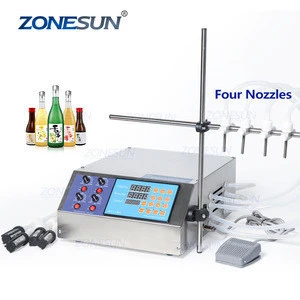 ZONESUN 4 Heads Bottle Water Filler Semi-automatic Liquid Vial Desktop Filling Machine For Juice Beverage Soy Sauce Oil Perfume