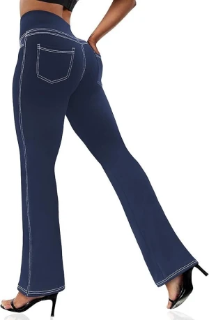 VOOVEEYA Women's Bootcut Yoga Pants Flare Leggings with 4 Pockets High Waist Tummy Control