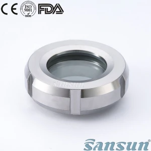 Stainless Steel Sanitary Food Grade Union Type Flange Glass Sight