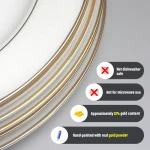 Gold Rim Charger Plates for Wedding Wholesales Fine Bone China Decorative Dishes Set White Dinner Table Plates with Gol