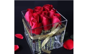 Clear Acrylic Rose Flower Paper Box