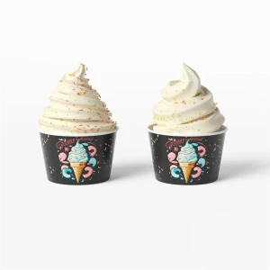 Custom Printed Biodegradable Ripple Frozen Ice Cream Paper Cups