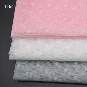 Lita W5273 100% Polyester mesh fabric w/dot soft tulle good quality net fabric for curtain