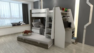 SS 9001 Modern Bunk Bed With Trundle & Desk