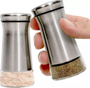 lPremium Salt and Pepper Shakers with Adjustable Pour Holes - Elegant Stainless