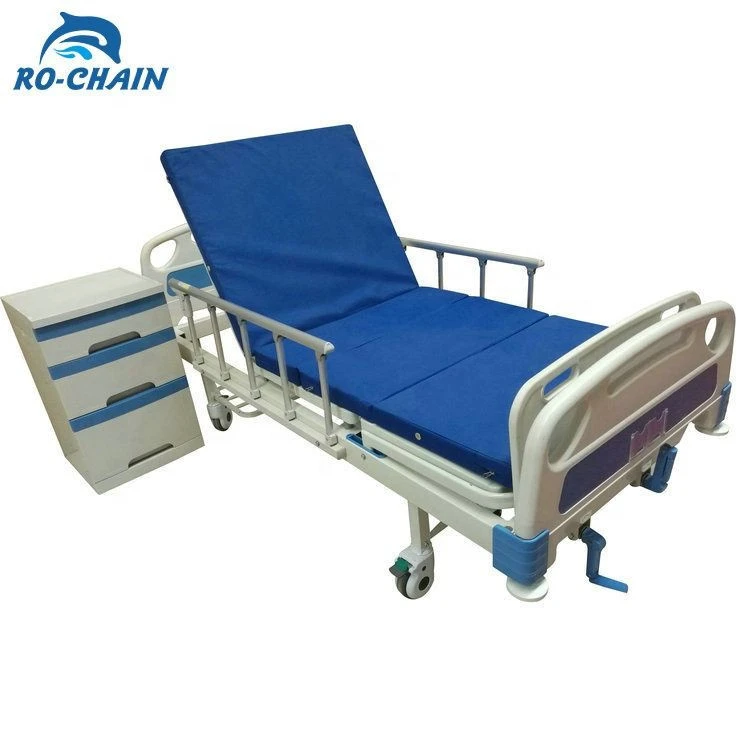 RC-AS023 Two function healthcare semi fowler manual foldable hospital beds with dining table