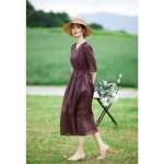 New Chinese Womens Treasure Evaluation V Neck Midi Maxi Dress
