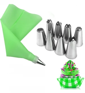 10 pieces silicone Piping Bags and Tips Set baking & pastry tools cake decorating tools