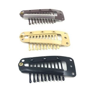 100 Pcs Quality Large Stainless Steel haarklammer 10 Teeth Snap Comb Wig Hair Extension Clip On