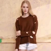 100% Sexy Women Loose pullover knitwear Broken Hole Cashmere Sweater