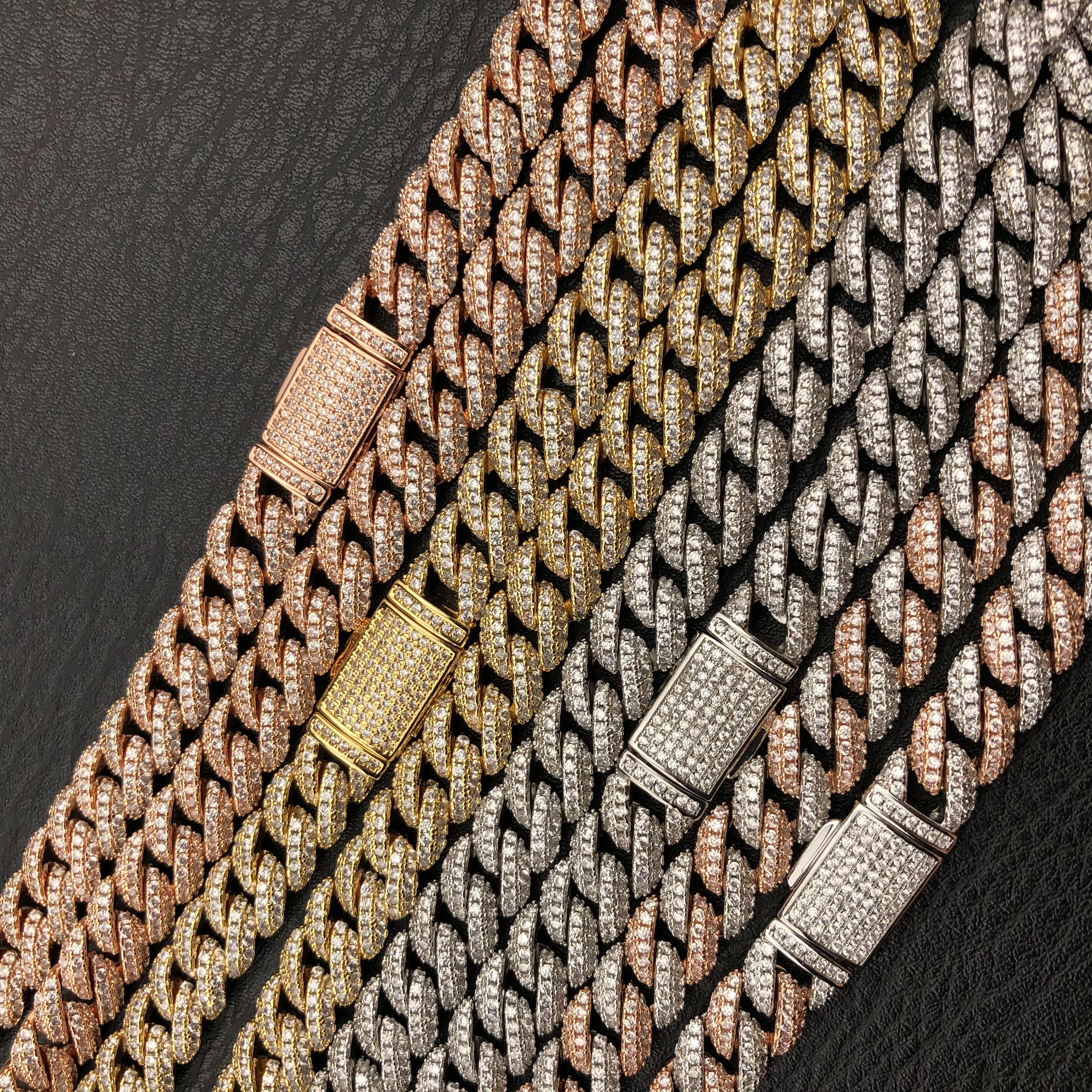 10mm cuban Link Chain in yellow gold and white gold