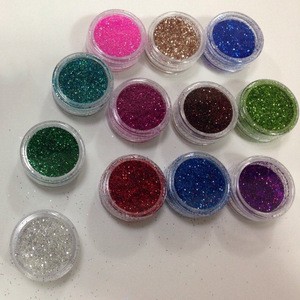 12 Colors pots Nail Glitter Powder Multi color Manicure Nail UV Gel Phosphors Powder for Nail Art Decoration