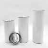 12/15/20oz Stainless steel drinking cup vacuum insulated Mug DIY white skinny cup with lid straw Sublimation Cups