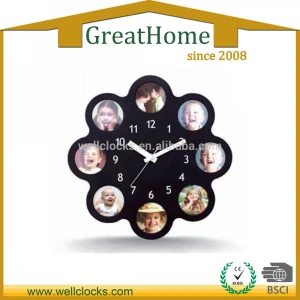 12.5 Inch 12 Photo Frame Family Gift Decoration Flower Shaped Plastic Wall Clock
