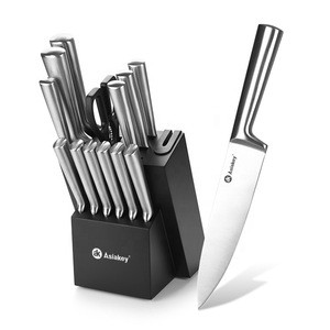 14 Piece Excellent Quality High Carbon Stainless Steel Chef Kitchen Knife Set With Wooden Block