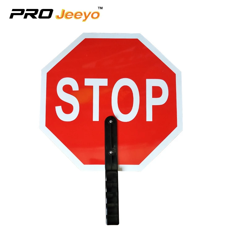 14x14&quot; Aluminum Hand Held Portable Traffic Sign , 6&quot; Poly-grip Handle Stop/Slow Paddle Customized Warning Safety Sign