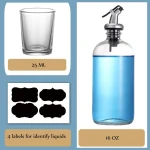 16 Ounce Clear Glass Mouthwash Dispenser Boston Round Bottles with Pour Spout Shot Funnel and Labels