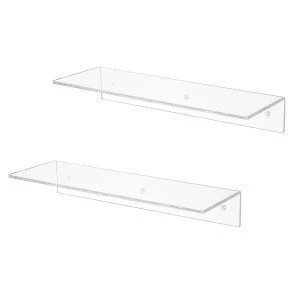 17 Inch Clear Acrylic Floating Shelves Wall Mounted Modern Display Racks