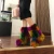 Import 18cmTop real fox fur high quality new fashion fur snow boots fur multicolor snow boots women from China