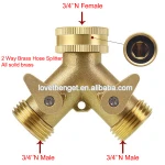 2 way brass hose splitter  Y connector hose adapter garden hose connector