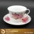 Import 200cc porcelain mug/cup and saucer for tea and coffee with beautiful flower designs from China