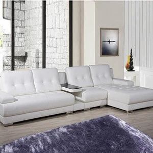 2017 New design chinese factory relaxing living room white leather sofas furniture