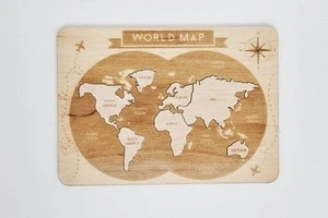 2018 hot sale chinese cheap Wholesale laser cut wooden world map puzzle