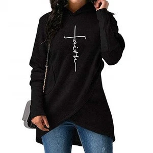 2018 New Fashion Faith Print Kawaii Sweatshirt Femmes Sweatshirts  Plus Size Women Youth Female Pockets Hoodies