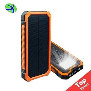 2018 Top-Rated 10000Mah Solar Portable Power Bank Charger With Led, Rohs Waterproof Solar Mobile Cell Phone Charger