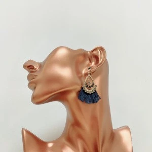2020 Korean Style Handmade Tassel Earrings Antique Gold For Women Jewelry Accessories (HUBTAS-03-AGBU)