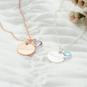 2020 latest design tennis necklace 18K gold disc custom colorful crystal initial birth rhinestone necklace women