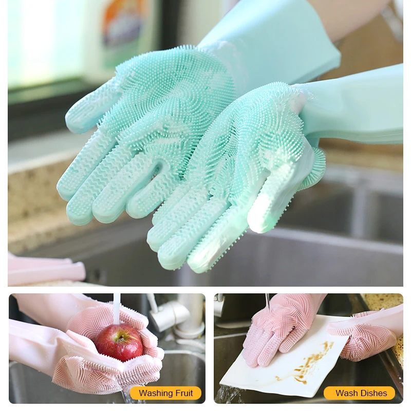 2020 Trending Products Household Rubber Long  Silicone Scrubber Gloves Dish Washing