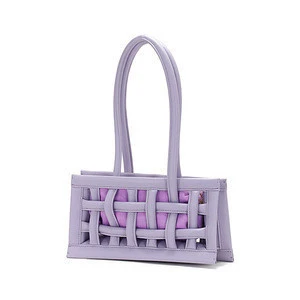 2020 women unique weaved leather handbags and mini purses ladies hollow carved design hand bags