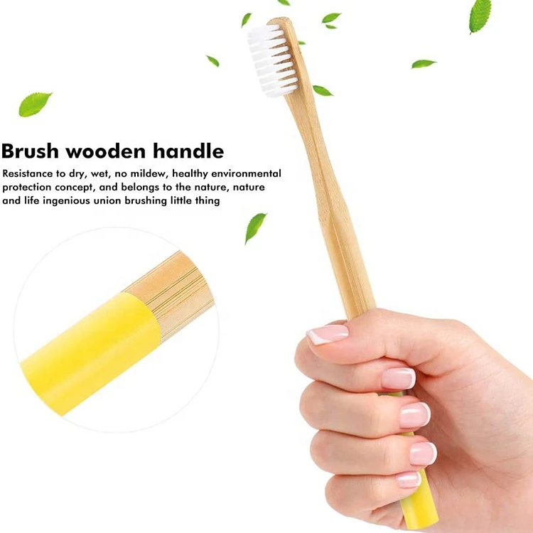 2021 Biodegradable Round Handle Eco Friendly 100% Organic Bamboo Toothbrush Adult Custom Logo