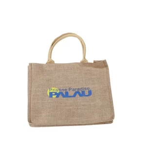 2021 Summer trend jute tote bag burlap hemp shopping bag with PVC waterproof lining