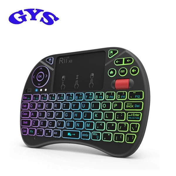 2.4GHz Mini Wireless Keyboard with Touchpad Mouse Combo 8colors Backlight Rechargeable keyboard RII x8