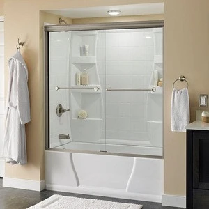 3 panels bathroom room frameless sliding glass shower door